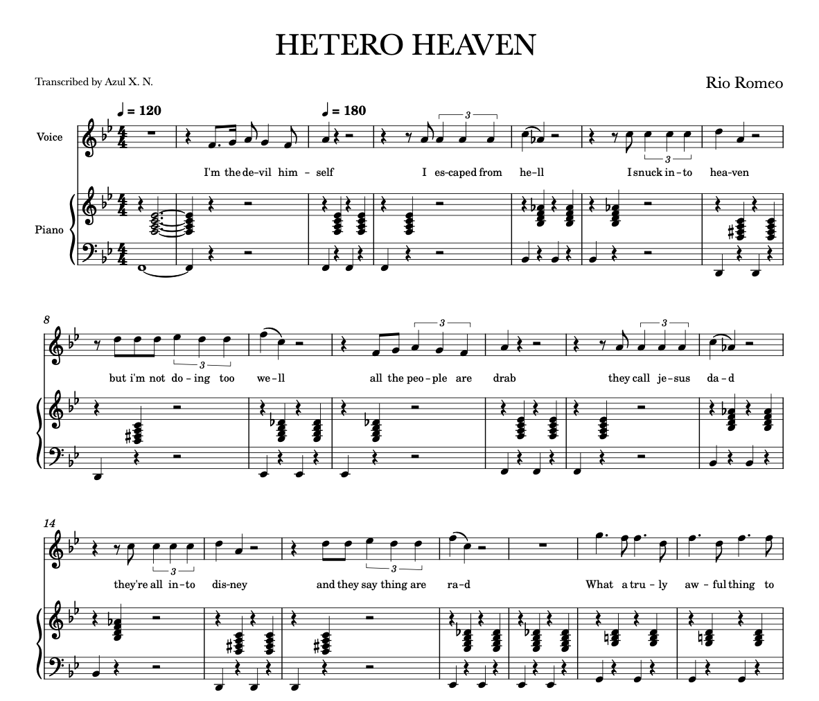HETERO HEAVEN SHEET MUSIC