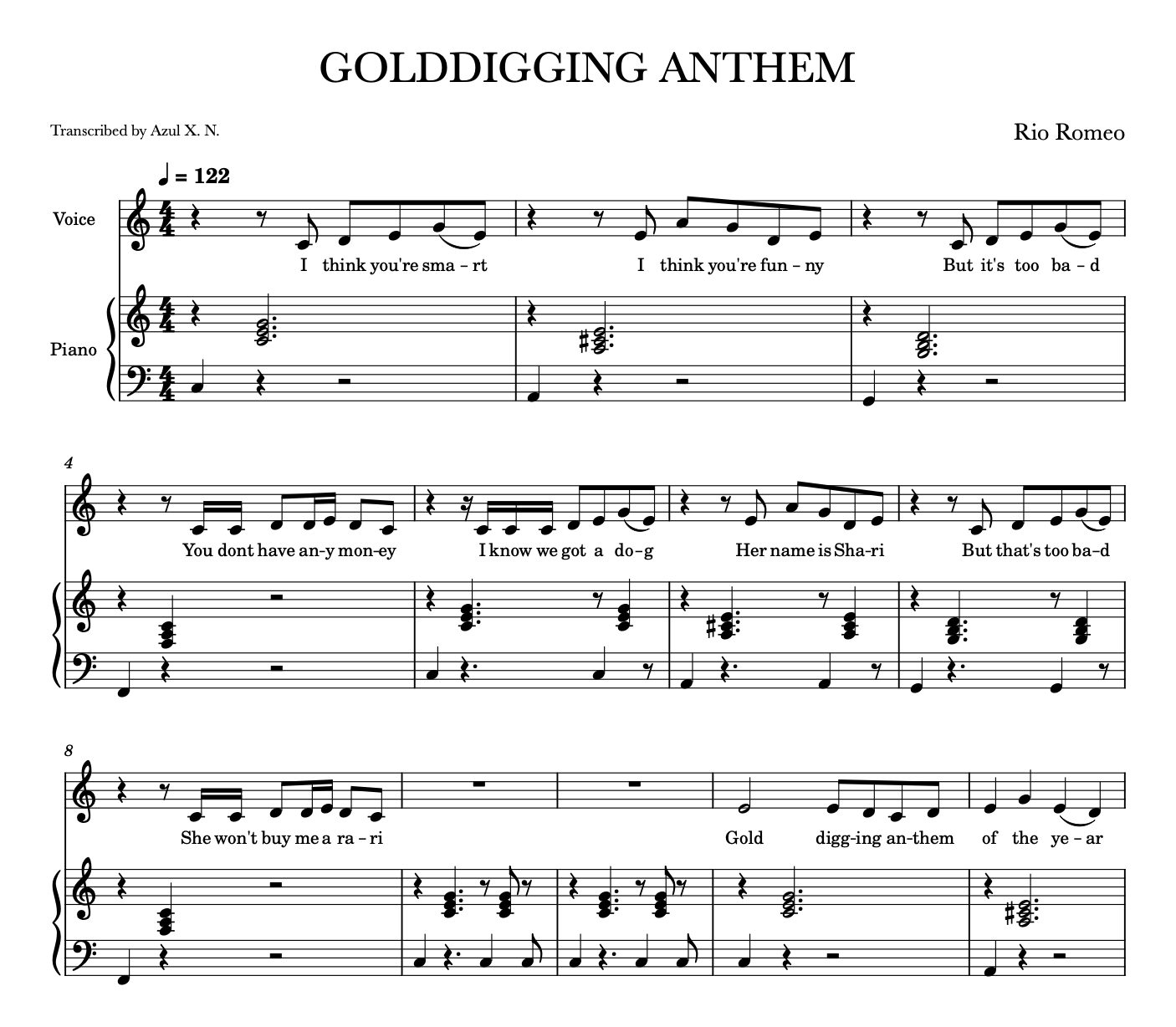 GOLDDIGGING ANTHEM SHEET MUSIC