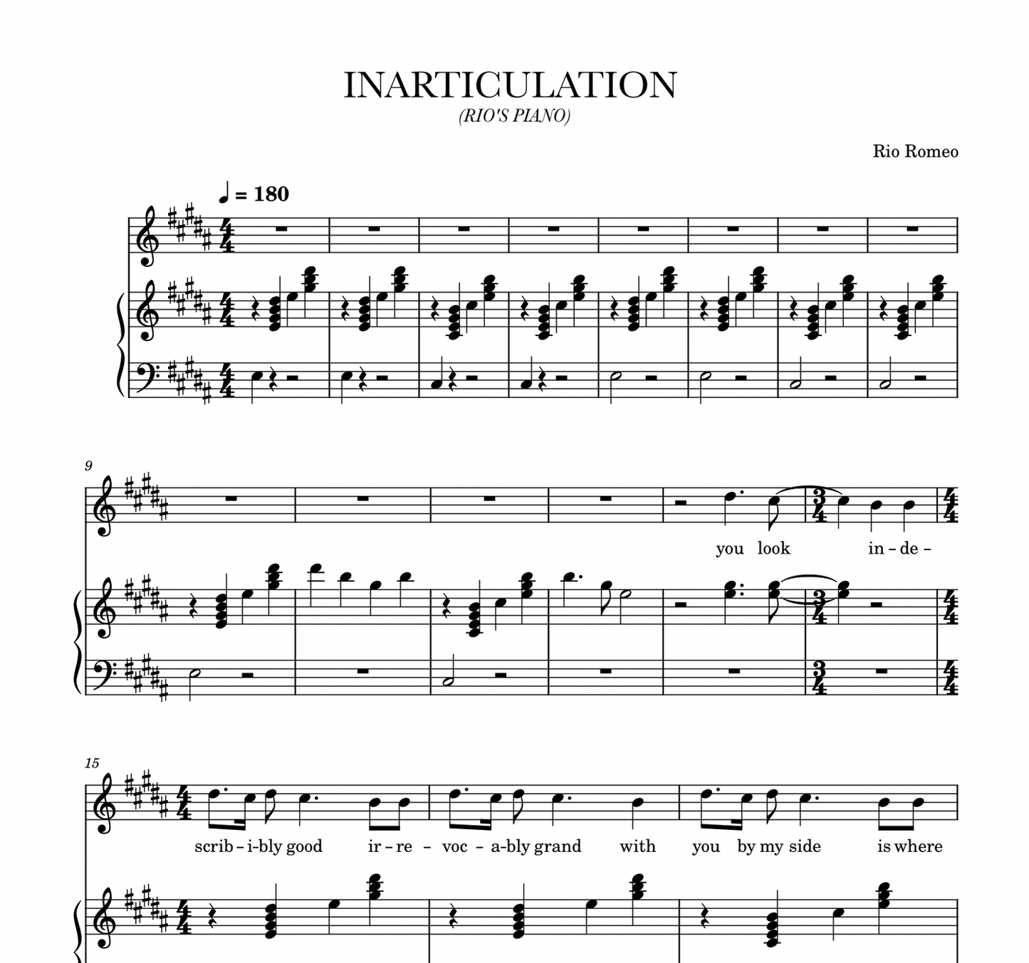 INARTICULATION SHEET MUSIC