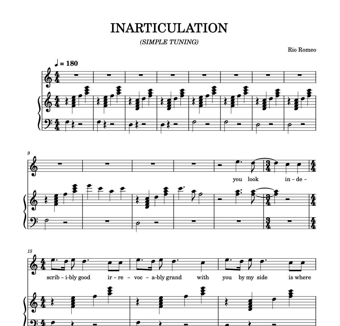 INARTICULATION SHEET MUSIC