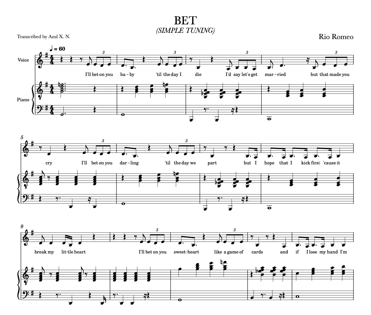 BET SHEET MUSIC