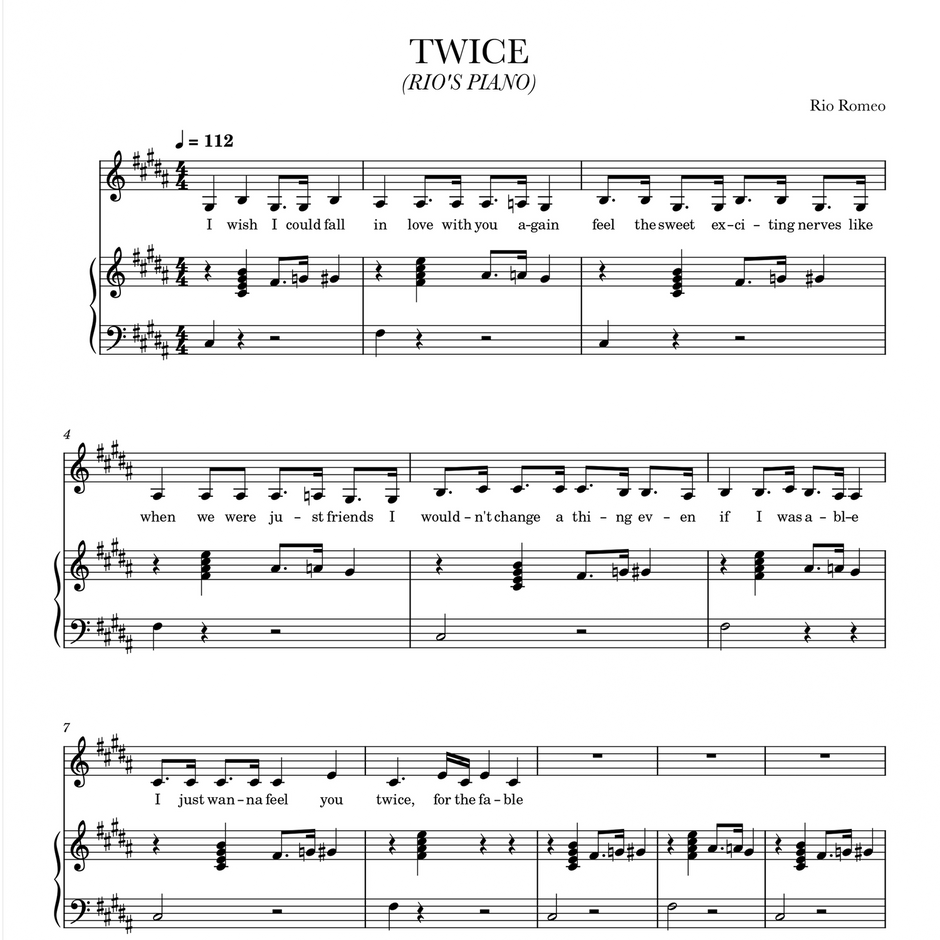 Absence Rio Romeo Free Sheet Music – Rio Romeo